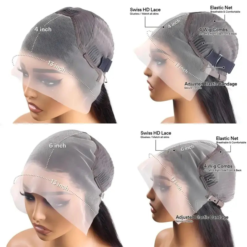 220 Density 13x6 Pre Plucked Straight Brazilian Hair Wig