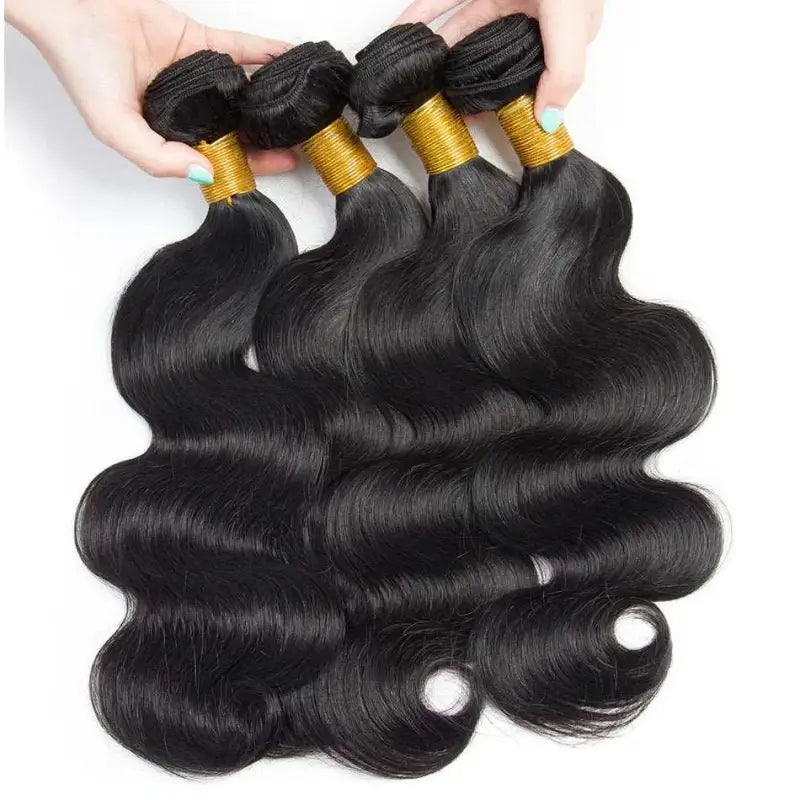Body Wave Bundles With HD Transparent Lace Closure 4x4 Closure with Bundles Body Wave Human Hair Bundles and a Closure