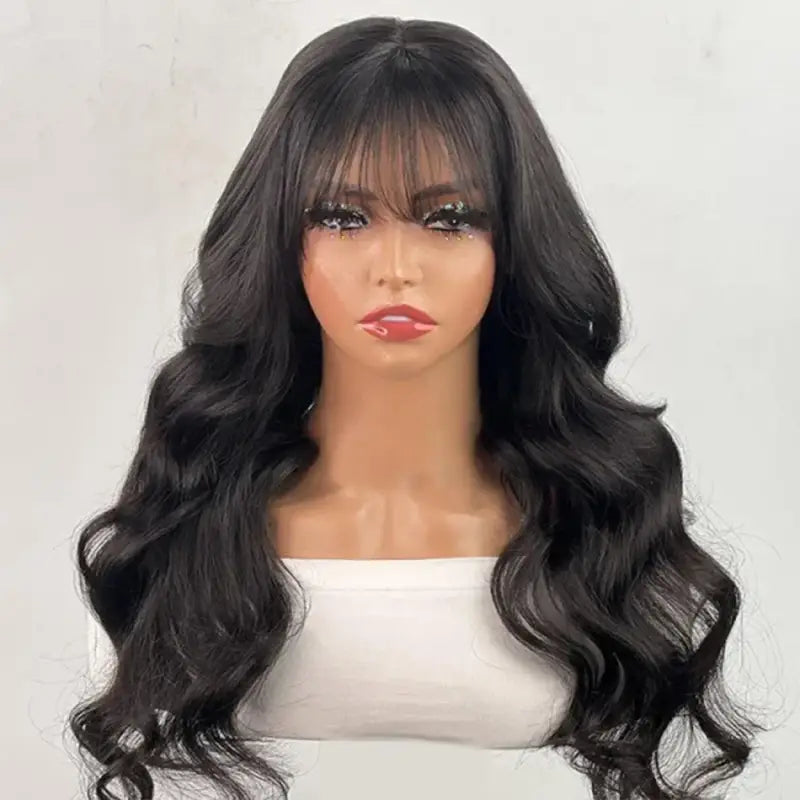 Body Wave With Bangs Short Bob Remy Wig with Brazilian Hair