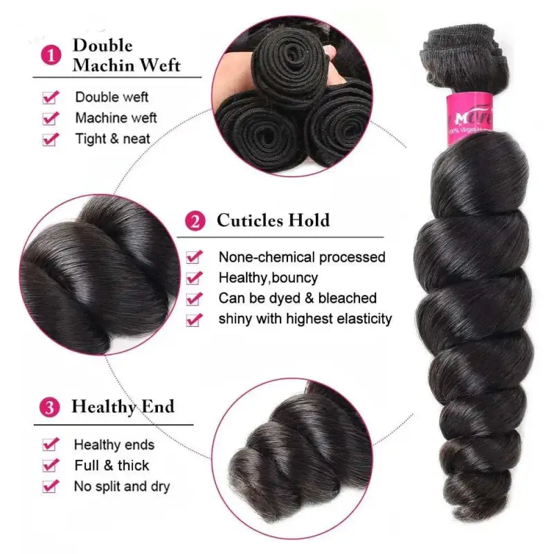 Brazilian Loose Wave Natural Human Hair Bundles 1/3 Pcs