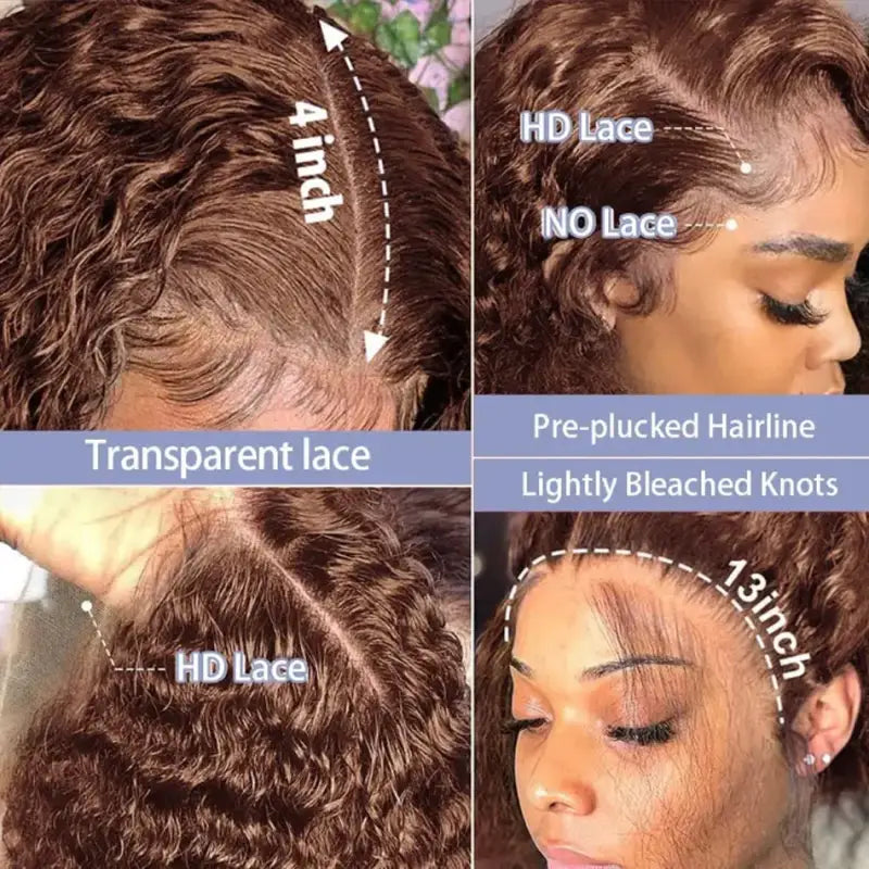 12A Chocolate Brown Kinky Curly Bob Deep Curly Lace Front Wig - Lace Wig