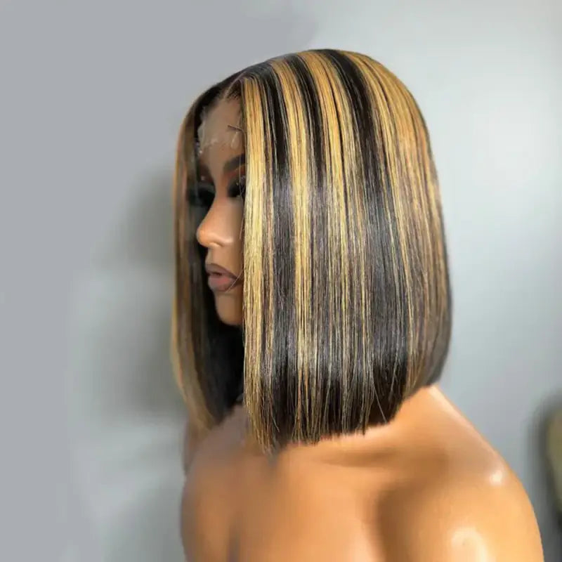 1B/27 Ombre Highlight 13x4 Transparent Lace Front Human Hair Wig Pre plucked with 200% Density