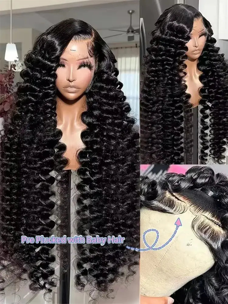 220 Density Loose Wave 13x4 & 13x6 HD Lace Front Human Hair Brazilian Deep Curly Wave