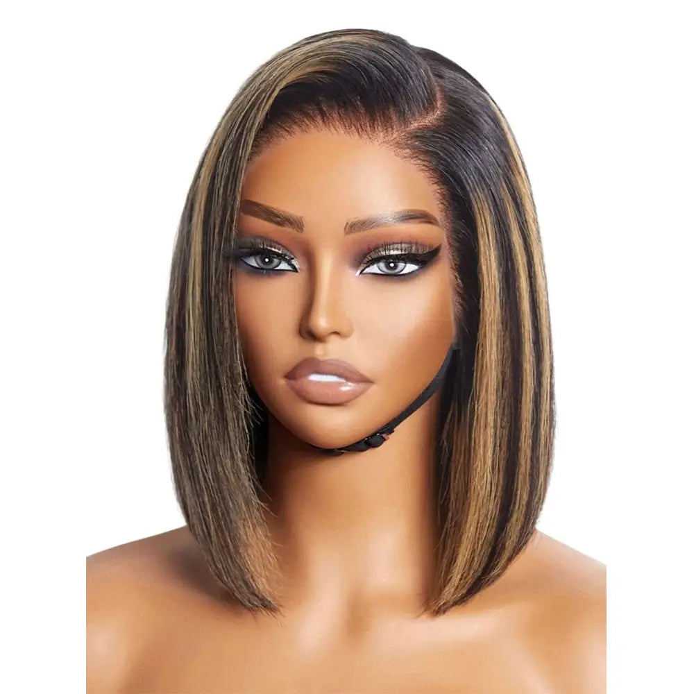 1B/27 Ombre Highlight 13x4 Transparent Lace Front Human Hair Wig Pre plucked with 200% Density