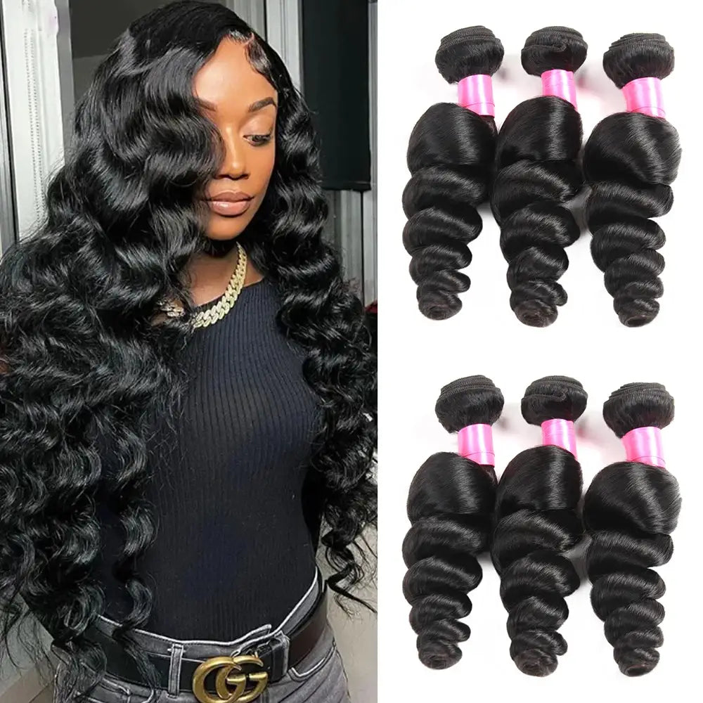 Brazilian Loose Wave Natural Human Hair Bundles 1/3 Pcs