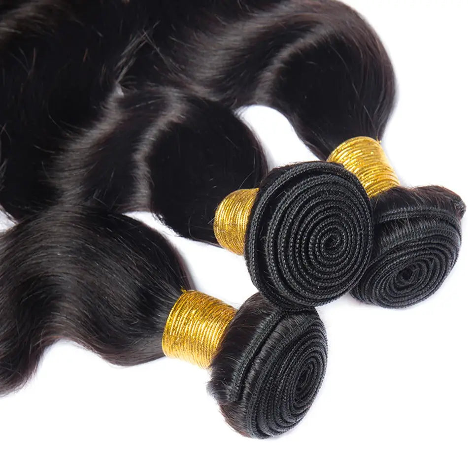 Body Wave Bundles With HD Transparent Lace Closure 4x4 Closure with Bundles Body Wave Human Hair Bundles and a Closure