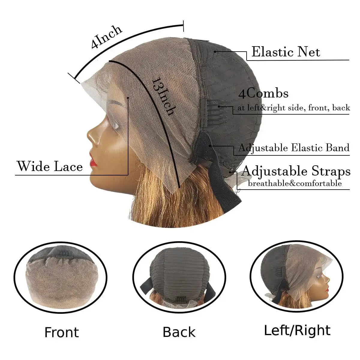 1B/27 Ombre Highlight 13x4 Transparent Lace Front Human Hair Wig Pre plucked with 200% Density