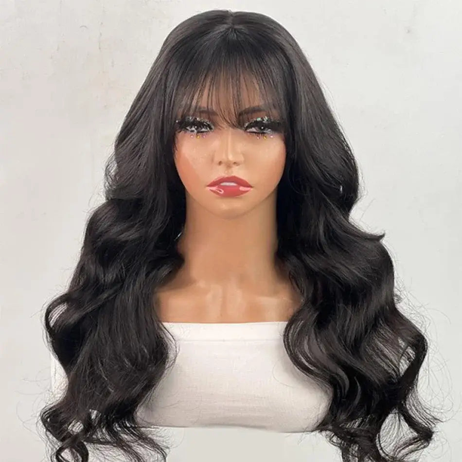 Body Wave With Bangs Short Bob 180% Density Brazilian Fringe Remy Wig