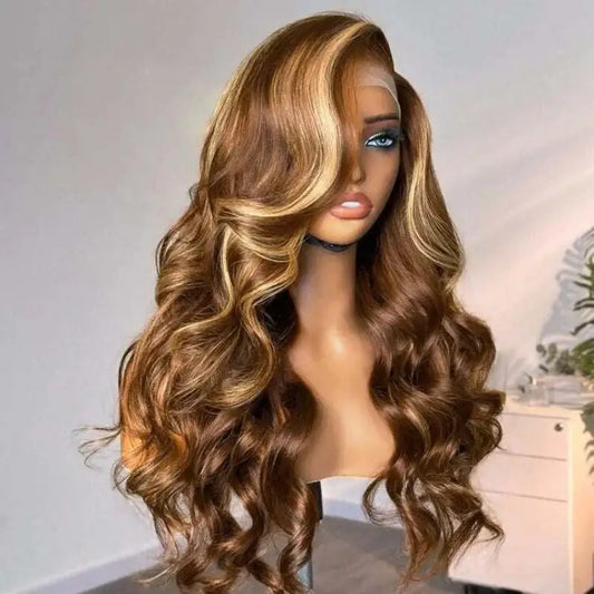 Body Wave 13x6 Hd Lace Front Wig Colored Transparent Highlight Human Hair Wigs Brazilian 4/27 Blonde Pre Plucked Wigs